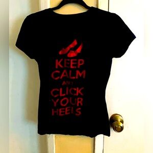 Wizard of Oz/Keep Calm and Click your heels top sz Lge.(juniors)